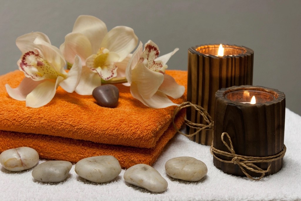 Candles and spa stones